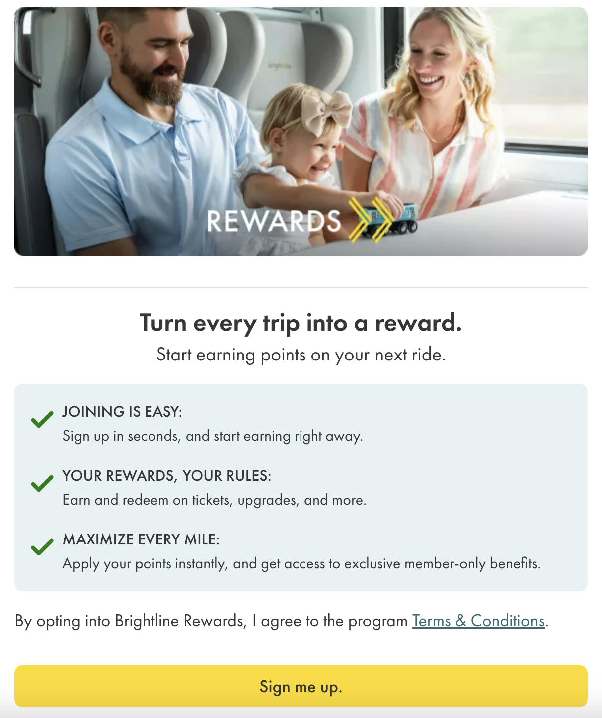 brightline sign up page